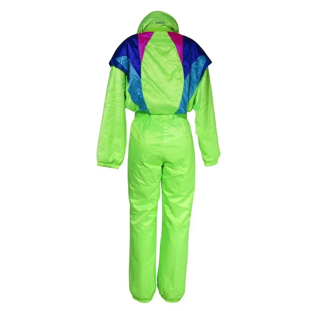 VTG OBERMEYER Snow Ski Suit One Piece NEON Insulated 80s Rad Clown Gaper Day 10 - Picture 5 of 13